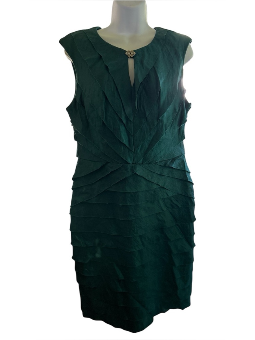 Green London Times Ruffle Formal Dress Size 12P